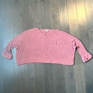 Lightweight Cropped V-Neck Sweater in Rose